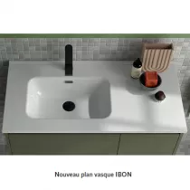 Ensemble NOJA 86cm meuble 3 tiroirs / 1 porte &agrave; droite Noyer Maya + vasque (miroir en option) - Salgar R&eacute;f. 106267