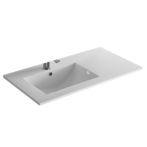 Ensemble NOJA 86cm meuble 3 tiroirs / 1 porte Blanc brillant + vasque (miroir en option) - Salgar Réf. 106259