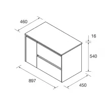 Ensemble NOJA 90cm meuble 2 tiroirs / 1 porte &agrave; gauche Noyer Maya + plan (vasque & miroir en option) - SALGAR R&eacute;f. 118269