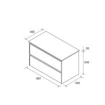 Ensemble NOJA 90cm meuble 2 tiroirs Blanc brillant + plan (vasque & miroir en option) - Salgar Réf. 105498