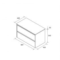 Ensemble NOJA 90cm meuble 2 tiroirs Blanc brillant + plan (vasque & miroir en option) - Salgar Réf. 105498