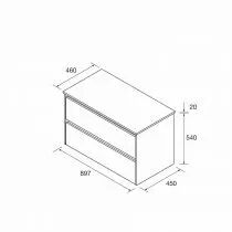 Ensemble NOJA 90cm meuble 2 tiroirs Blanc brillant + plan (vasque & miroir en option) - Salgar R&eacute;f. 105498