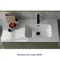 Ensemble NOJA 91cm meuble 3 tiroirs / 1 porte &agrave; gauche Ch&ecirc;ne Africain + vasque (miroir en option) - Salgar R&eacute;f. 118146