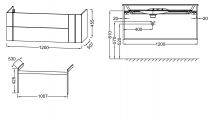 Ensemble Nouvelle Vague 120cm 2 tiroirs + 1 rack - Finition mélaminé ou laque / Piètement Noir - JACOB DELAFON