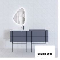 Ensemble Nouvelle Vague 80cm 2 tiroirs - Finition mélaminé ou laque / Piètement Noir - JACOB DELAFON