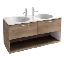 Ensemble Odéon Rive Gauche 120 cm 2 tiroirs / 1 niche - Finition mélaminé ou laque / Poignées au choix - JACOB DELAFON