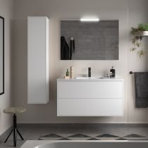 Ensemble OPTIMUS 101cm meuble 2 tiroirs Blanc satiné + vasque (miroir en option) - Salgar Réf. 104613