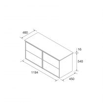 Ensemble OPTIMUS 120cm meuble 4 tiroirs Blanc satiné + plan (vasques & miroir en option) - Salgar Réf. 104654