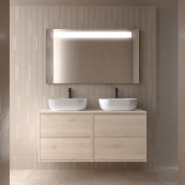 Ensemble OPTIMUS 120cm meuble 4 tiroirs Chêne naturel + plan (vasques & miroir en option) - Salgar Réf. 104656