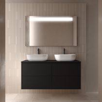 Ensemble OPTIMUS 120cm meuble 4 tiroirs Noir satiné + plan (vasques & miroir en option) - Salgar Réf. 104655