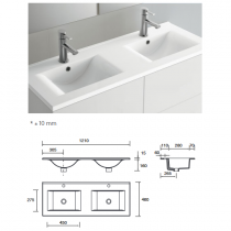 Ensemble OPTIMUS 121cm meuble 4 tiroirs Blanc satiné + vasque (miroir en option) - Salgar Réf. 104616
