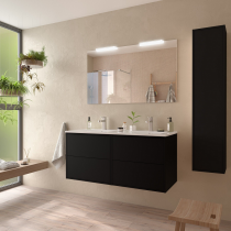 Ensemble OPTIMUS 121cm meuble 4 tiroirs Noir satiné + vasque (miroir en option) - Salgar Réf. 104617