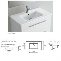 Ensemble OPTIMUS 61cm meuble 2 tiroirs Blanc satiné + vasque - Salgar Réf. 104607