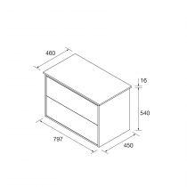 Ensemble OPTIMUS 80cm meuble 2 tiroirs Blanc satiné + plan (vasque & miroir en option) - Salgar Réf. 104648