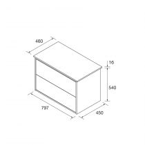 Ensemble OPTIMUS 80cm meuble 2 tiroirs Blanc satiné + plan (vasque & miroir en option) - Salgar Réf. 104648