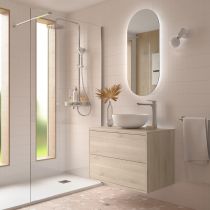 Ensemble OPTIMUS 80cm meuble 2 tiroirs Chêne naturel + plan (vasque & miroir en option) - Salgar Réf. 104650