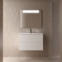 Ensemble OPTIMUS 81cm meuble 2 tiroirs Blanc satiné + vasque (miroir en option) - Salgar Réf. 104610