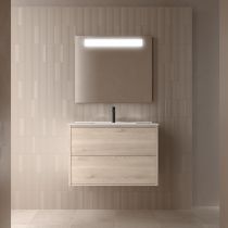 Ensemble OPTIMUS 81cm meuble 2 tiroirs Chêne naturel + vasque (miroir en option) - Salgar Réf. 104612