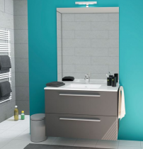 Ensemble Primaro 60cm meuble 2 tiroirs + plan vasque + miroir + spot - SANIJURA Réf. 737085