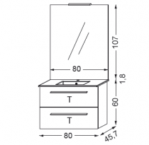 Ensemble Primaro 80cm meuble 2 tiroirs + plan vasque + miroir + spot - SANIJURA Réf. 737087