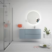 Ensemble Salgar MAM 120cm 2 tiroirs / 1 porte Blue Fog mat - Meuble + Plan-vasque (version droite ou gauche)
