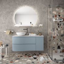 Ensemble Salgar MAM 120cm 2 tiroirs / 1 porte Blue Fog mat - Meuble + Vasque à poser (version droite ou gauche)