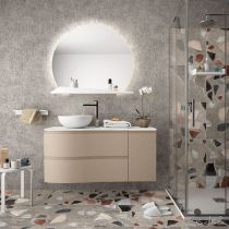 Ensemble Salgar MAM 120cm 2 tiroirs / 1 porte Macchiato mat - Meuble + Vasque à poser (version droite ou gauche)