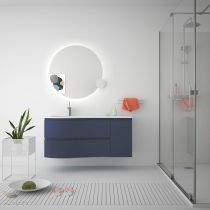 Ensemble Salgar MAM 120cm 2 tiroirs / 1 porte Night Blue mat - Meuble + Plan-vasque (version droite ou gauche)