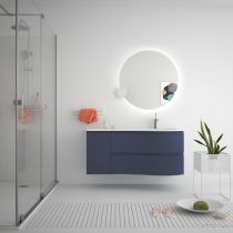 Ensemble Salgar MAM 120cm 2 tiroirs / 1 porte Night Blue mat - Meuble + Plan-vasque (version droite ou gauche)