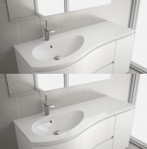 Ensemble Salgar MAM 120cm 2 tiroirs / 1 porte White Cotton mat - Meuble + Plan-vasque (version droite ou gauche)