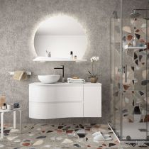 Ensemble Salgar MAM 120cm 2 tiroirs / 1 porte White Cotton mat - Meuble + Vasque à poser (version droite ou gauche)