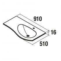 Ensemble Salgar MAM 90cm 2 tiroirs White Cotton mat - Meuble + Plan-vasque (version droite ou gauche)