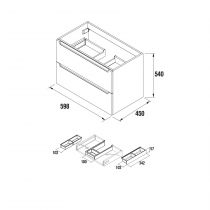 Ensemble Salgar MONTERREY 100 cm 2 tiroirs + 1 porte - 7 coloris au choix - Meuble + Plan-vasque