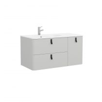 Ensemble Salgar UNIIQ 120cm 2 tiroirs/1 porte à droite - Meuble+Plan-vasque Solid-surface - Coloris & Poignées à personnaliser