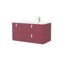 Ensemble Salgar UNIIQ 120cm 2 tiroirs/1 porte à gauche - Meuble+Plan-vasque Solid-surface - Coloris & Poignées à personnaliser