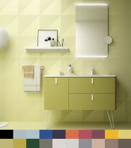 Ensemble Salgar UNIIQ 120cm 2 tiroirs/1 porte à gauche - Meuble+Plan-vasque Solid-surface - Coloris & Poignées à personnaliser