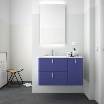 Ensemble Salgar UNIIQ 90cm 2 tiroirs/1 porte à droite - Meuble + Plan-vasque Solid-surface - Coloris & Poignées à personnaliser