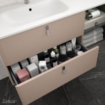 Ensemble Salgar UNIIQ 90cm 2 tiroirs/1 porte à droite - Meuble + Vasque à poser - Coloris & Poignées à personnaliser