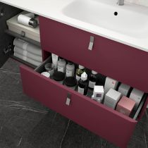 Ensemble Salgar UNIIQ 90cm 2 tiroirs/1 porte à gauche - Meuble + Plan-vasque Solid-surface - Coloris & Poignées à personnaliser