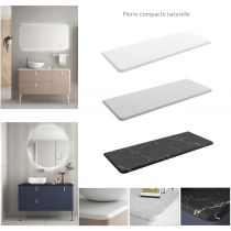 Ensemble Salgar UNIIQ 90cm 2 tiroirs/1 porte à gauche Blanc mat - Meuble + Vasque à poser - Poignées à personnaliser