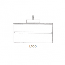 Ensemble SIGNATURE 101cm meuble 2 tiroirs + plan compact (vasque à poser en option) - Laque au choix - DECOTEC