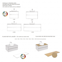 Ensemble SIGNATURE 101cm meuble 2 tiroirs + plan compact (vasque à poser en option) - Laque au choix - DECOTEC