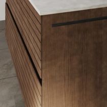 Ensemble SIGNATURE 101cm meuble 2 tiroirs + plan compact (vasque à poser en option) - Placage bois - DECOTEC
