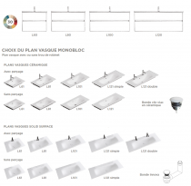 Ensemble SIGNATURE 101cm meuble 2 tiroirs + plan-vasque (perçé 1 robinet) - Laque au choix - DECOTEC