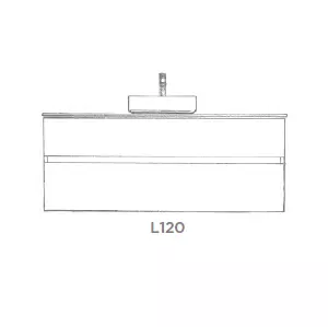 Ensemble SIGNATURE 121cm meuble 2 tiroirs + plan compact (vasque � poser en option) - Laque au choix - DECOTEC