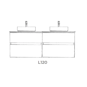 Ensemble SIGNATURE 121cm meuble 4 tiroirs + plan compact (vasques � poser en option) - Laque au choix - DECOTEC