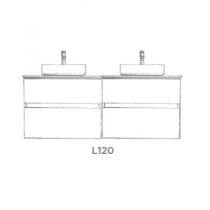 Ensemble SIGNATURE 121cm meuble 4 tiroirs + plan compact (vasques à poser en option) - Laque au choix - DECOTEC