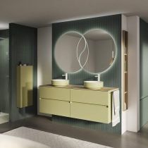 Ensemble SIGNATURE 161cm meuble 4 tiroirs + plan compact (vasques à poser en option) - Laque au choix - DECOTEC