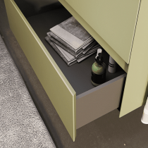 Ensemble SIGNATURE 201cm meuble 4 tiroirs + plan compact (vasques à poser en option) - Laque au choix - DECOTEC