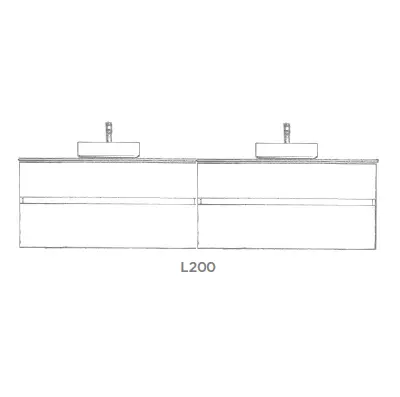 Ensemble SIGNATURE 201cm meuble 4 tiroirs + plan compact (vasques � poser en option) - Laque au choix - DECOTEC